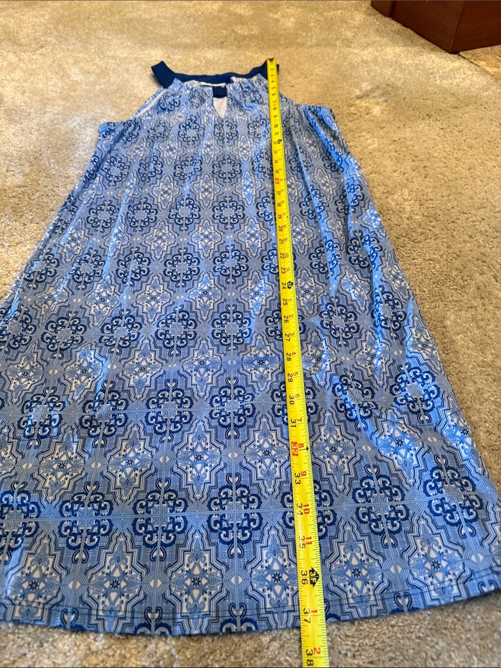 Cabana Life size SM Blue Patterned Neck Dress - Picture 2 of 7